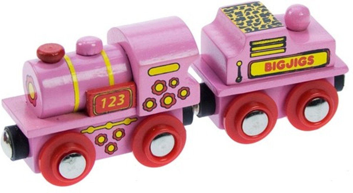 Roze Locomotief met Wagon BigJigsrail