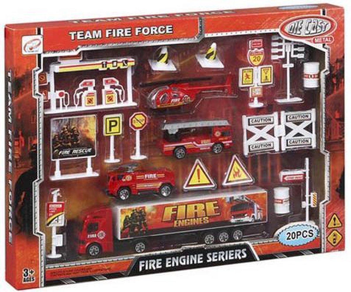 Voertuig Speelset Fire Engine 110028 Brandweerman Rood (20 Pcs)