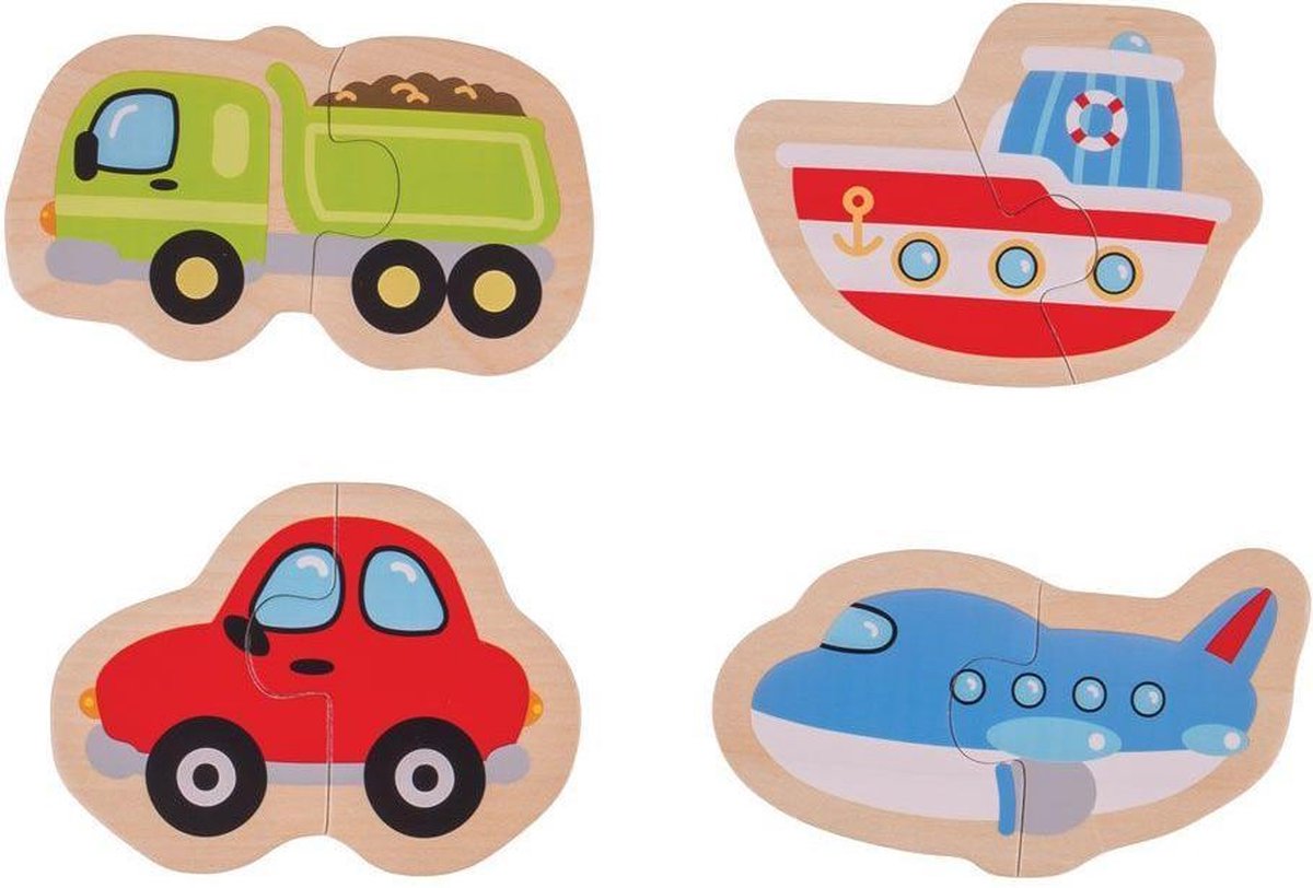 Bigjigs Twee Stukken Puzzel Transport / Two Piece Puzzles - Transport