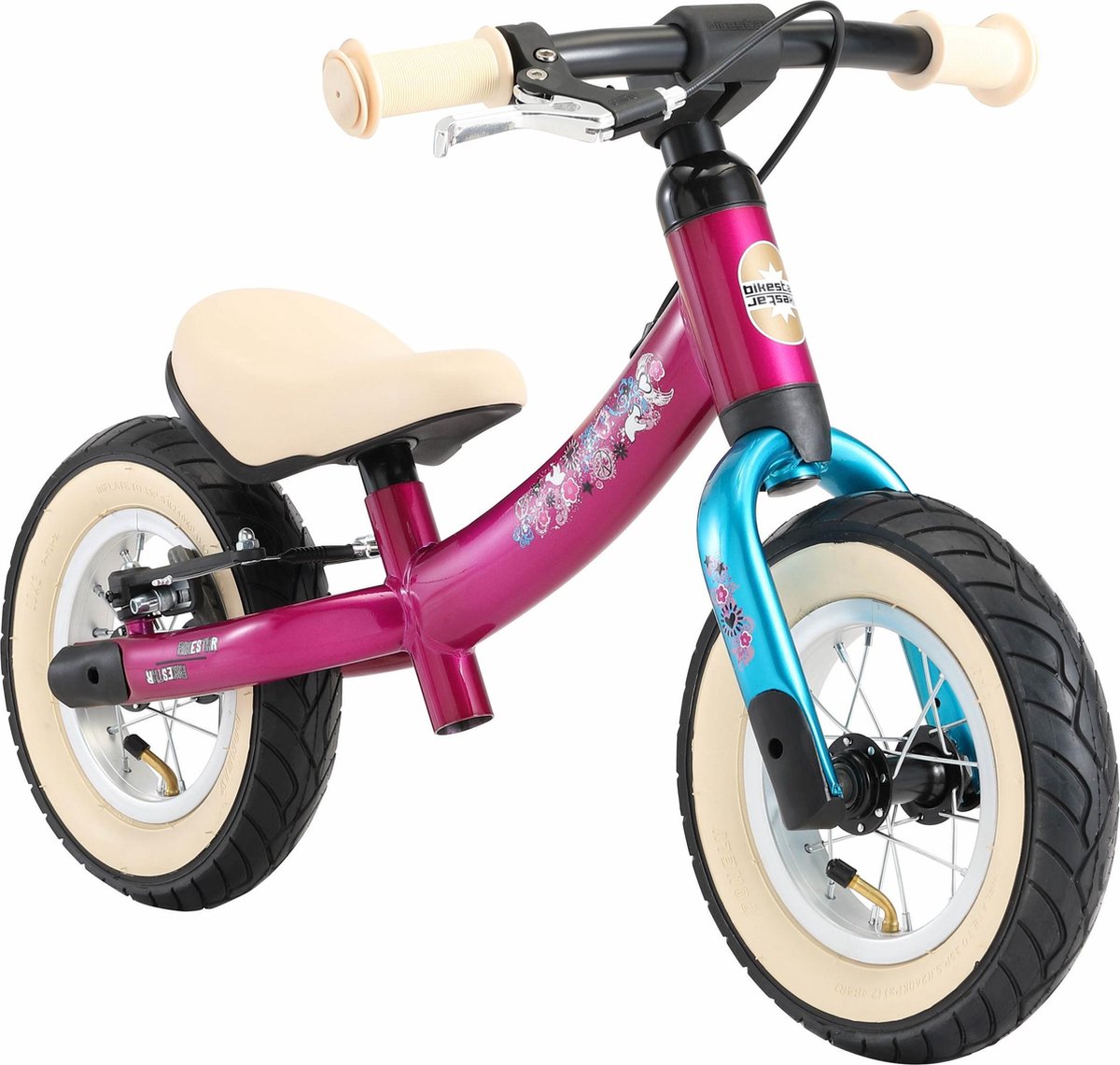   2 in 1 meegroei loopfiets 10 inch, paars turquoise