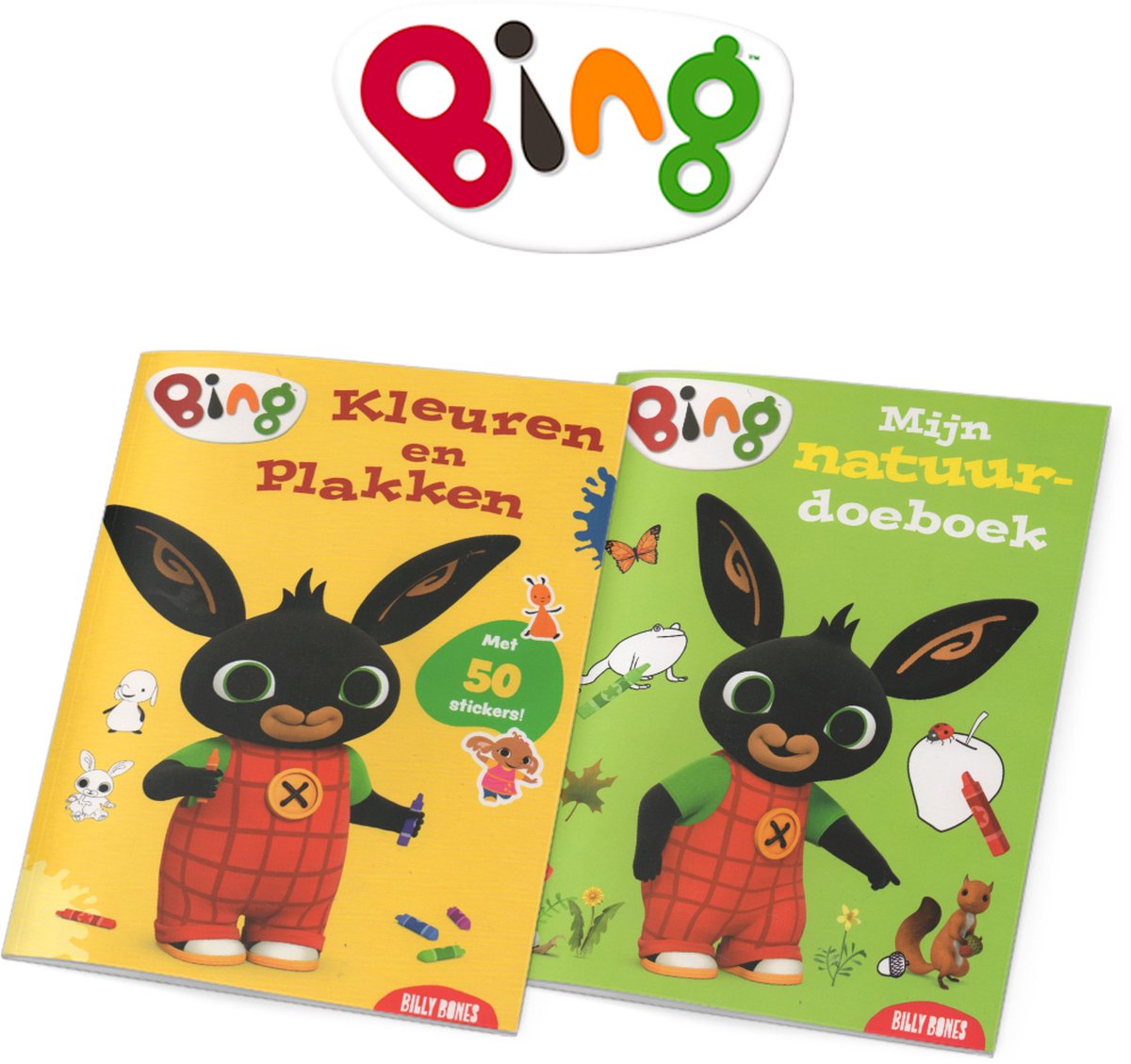 BING voordeelbundel - Vakantieboek voor kinderen - Natuur-doeboek + Plak- en Kleurboek van BING - 2 vakantie doeboeken - 3+ jaar