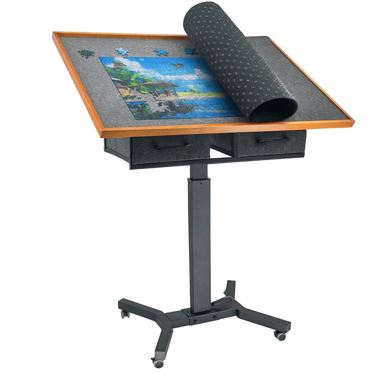 CYRO - Puzzeltafel - Puzzeltafel 1500 stukjes - Puzzeltafel - Laptoptafel - op Wielen - Hoogte Verstelbaar - Kantelbaar - Zwart