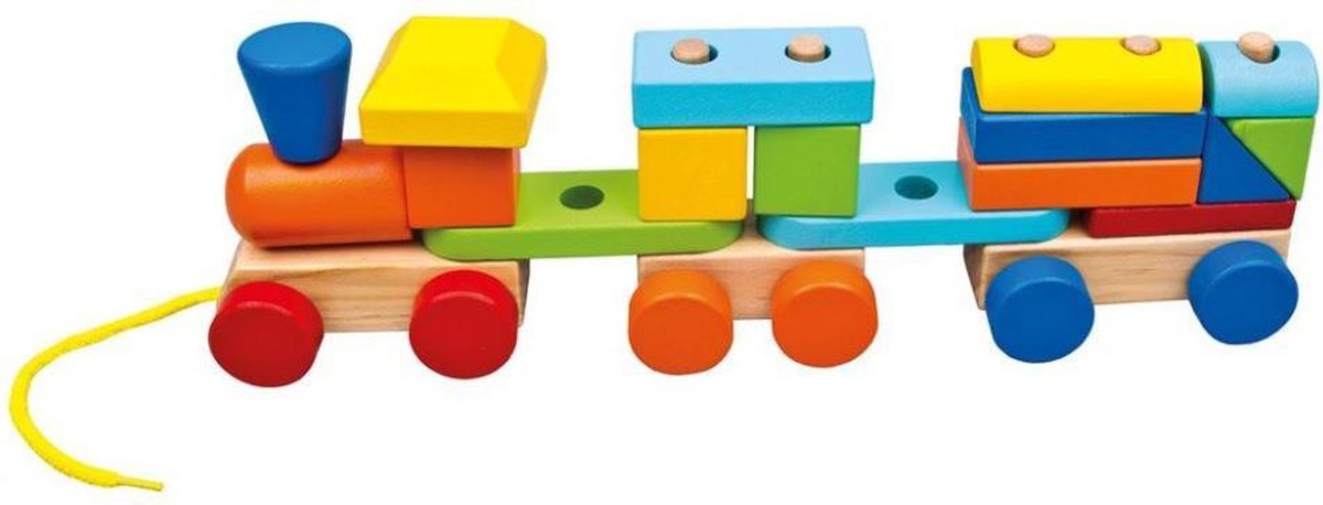 Bino Trekfiguur Treinwagons Junior 34 X 11 X 7 Cm Hout 17-delig