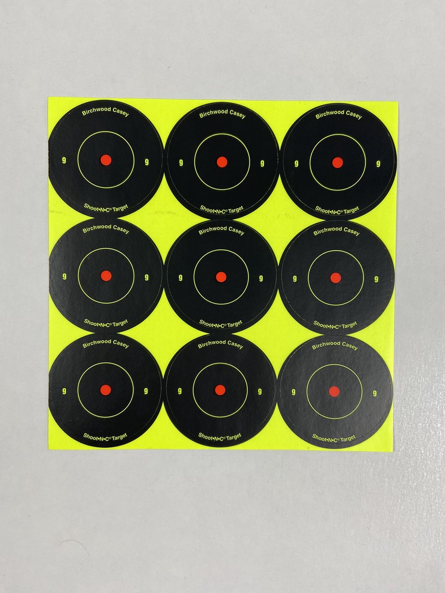 Shoot-N-C 2″ Round Target 12 pack Birchwood Casey doelsticker, schietdoel