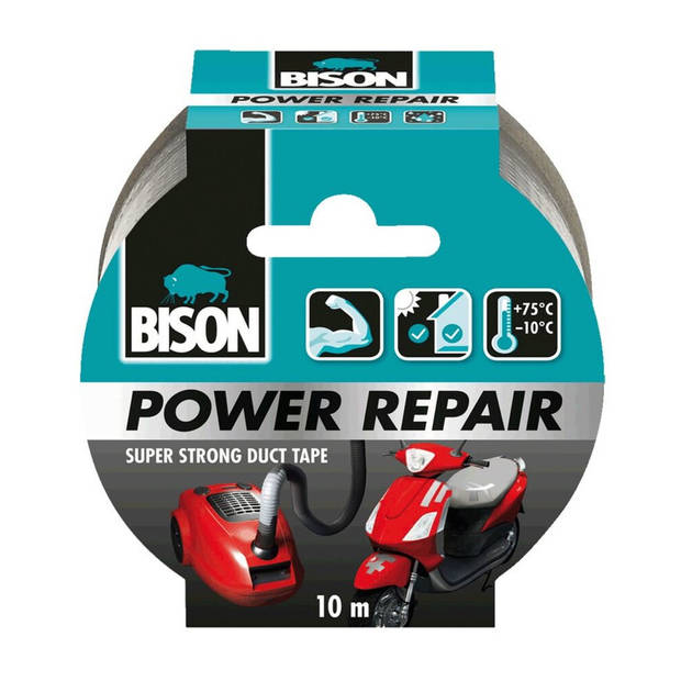 1x Bison power repair tape grijs 10 meter - Tape (klussen)