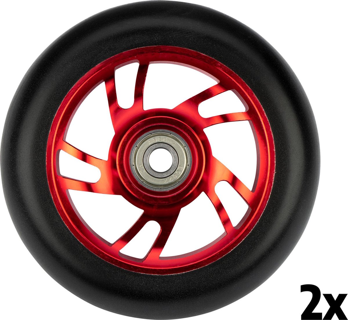 Black Dragon Stuntstep Wielen Set - Spoked Alu - Rood/Zwart