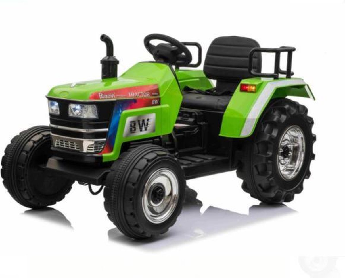 Elektrische kinderauto - Accu Tractor- Elektrische kindertractor 12V - 2 motoren 35W met 2,4 Ghz afstandsbediening (Groen)