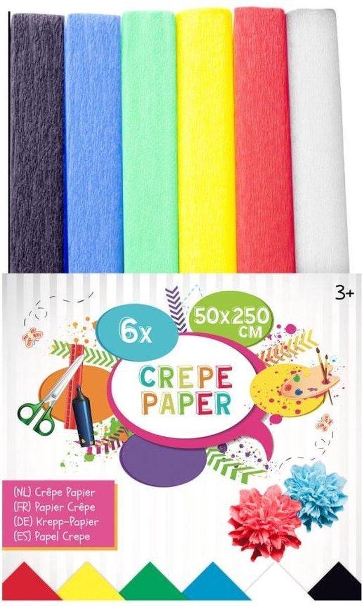 Crêpe papier / crepepapier / knutselpapier 6 kleuren 50 x 250 cm