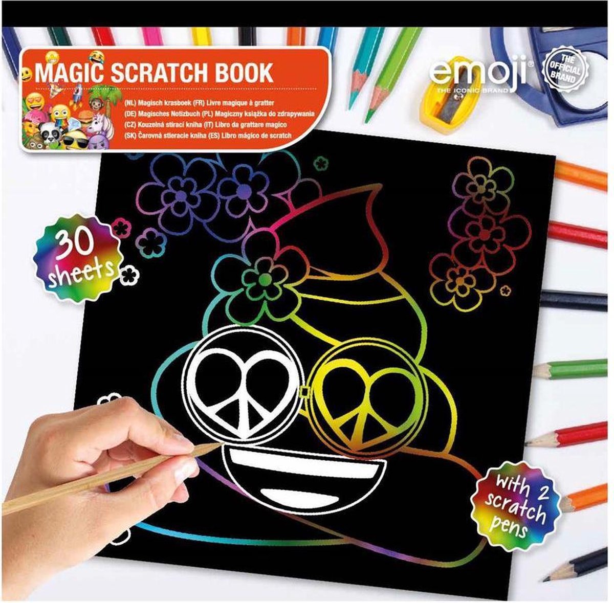 Magic scratch book Emoji / Magisch krasboek Emoticons (kleurboek)