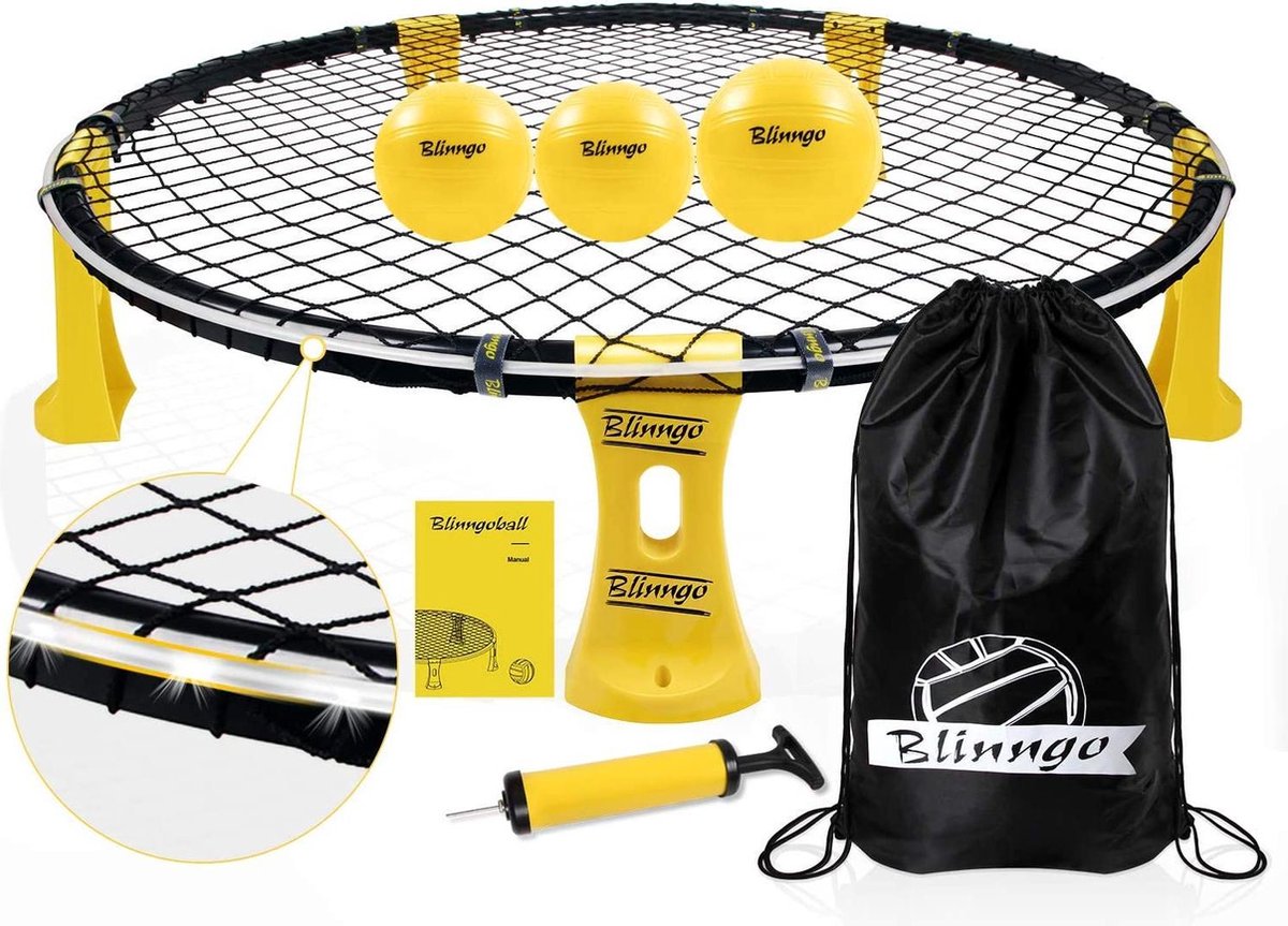 SpikeBall -   - Originale - LED-Verlichting - Spikeball Set - Smashball - Roundnet - Roundball - Strandspel - Beach ball - Balspel - Sport & Spel -   - Speelgoed - Binnen- en buiten