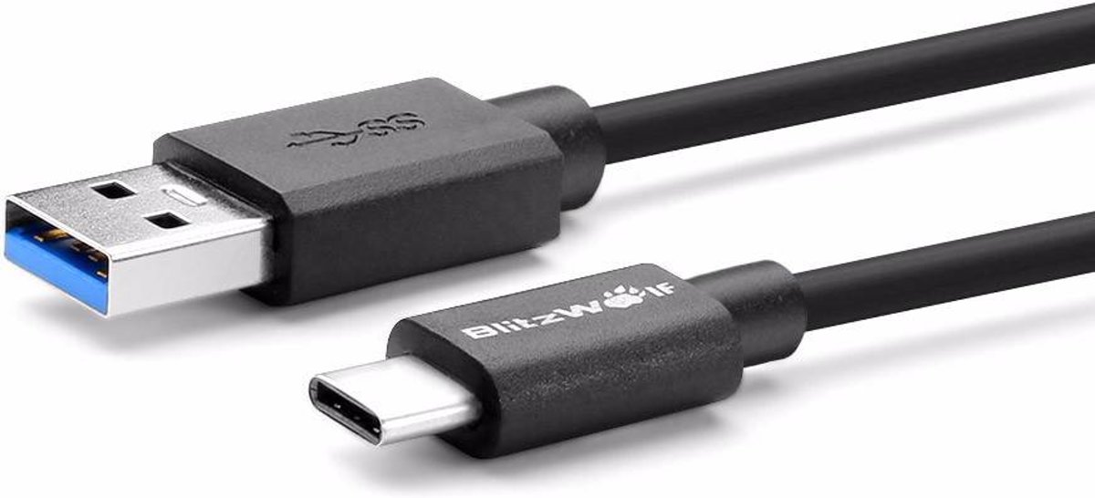 BlitzWolf™ Omkeerbare Data Kabel 3A USB-C PVC 1 Meter (usb 3.0)