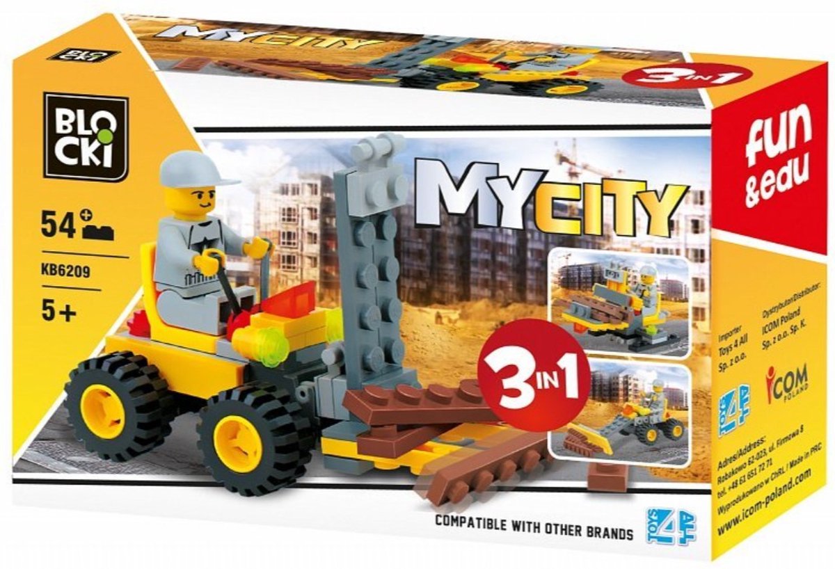 Blocki MyCity 3 in 1  Graafmachine Bouwstenen - KB6209 - 54  onderdelen