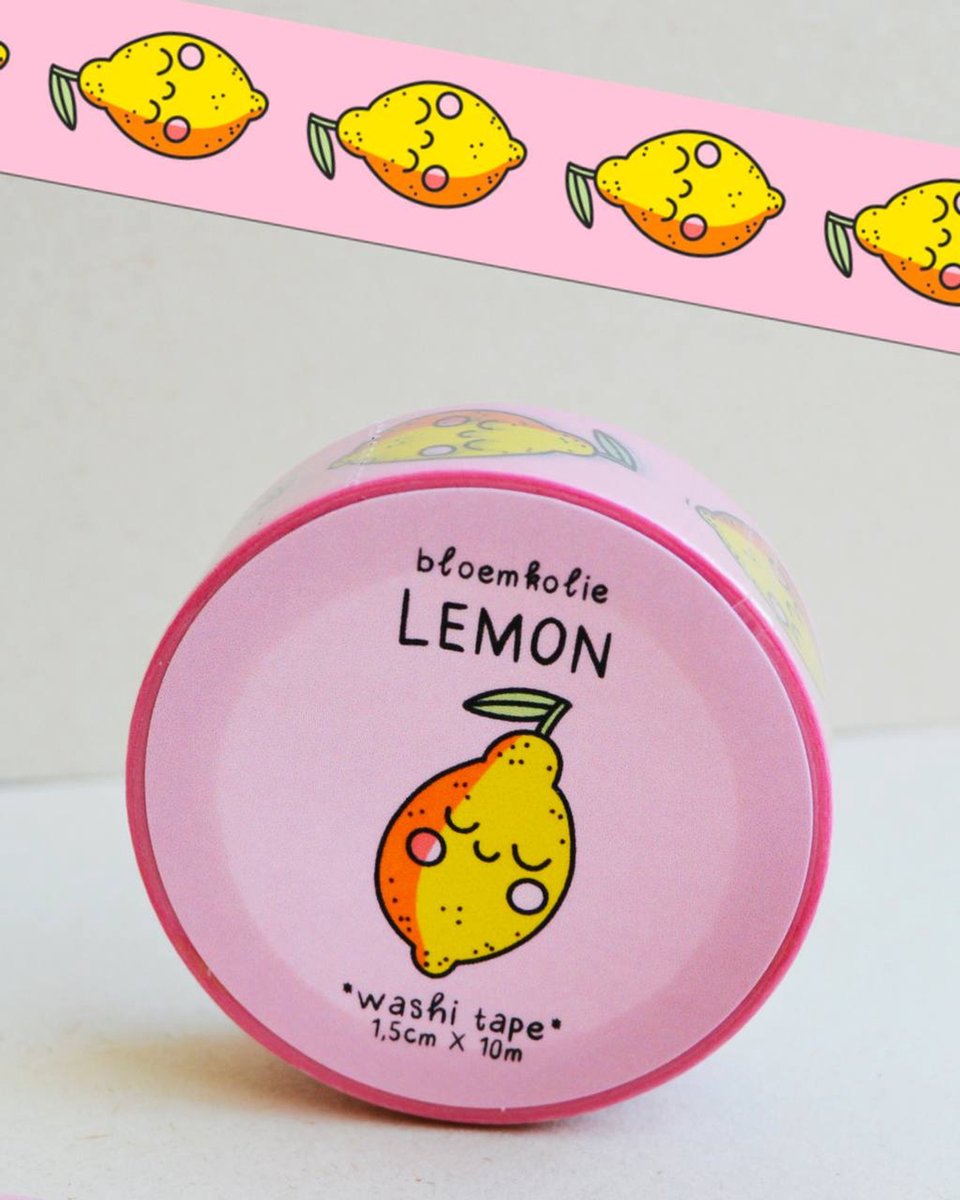 Bloemkolie Citroen Washi Tape / Cute Kawaii stationery / Schattige plakband / Japan