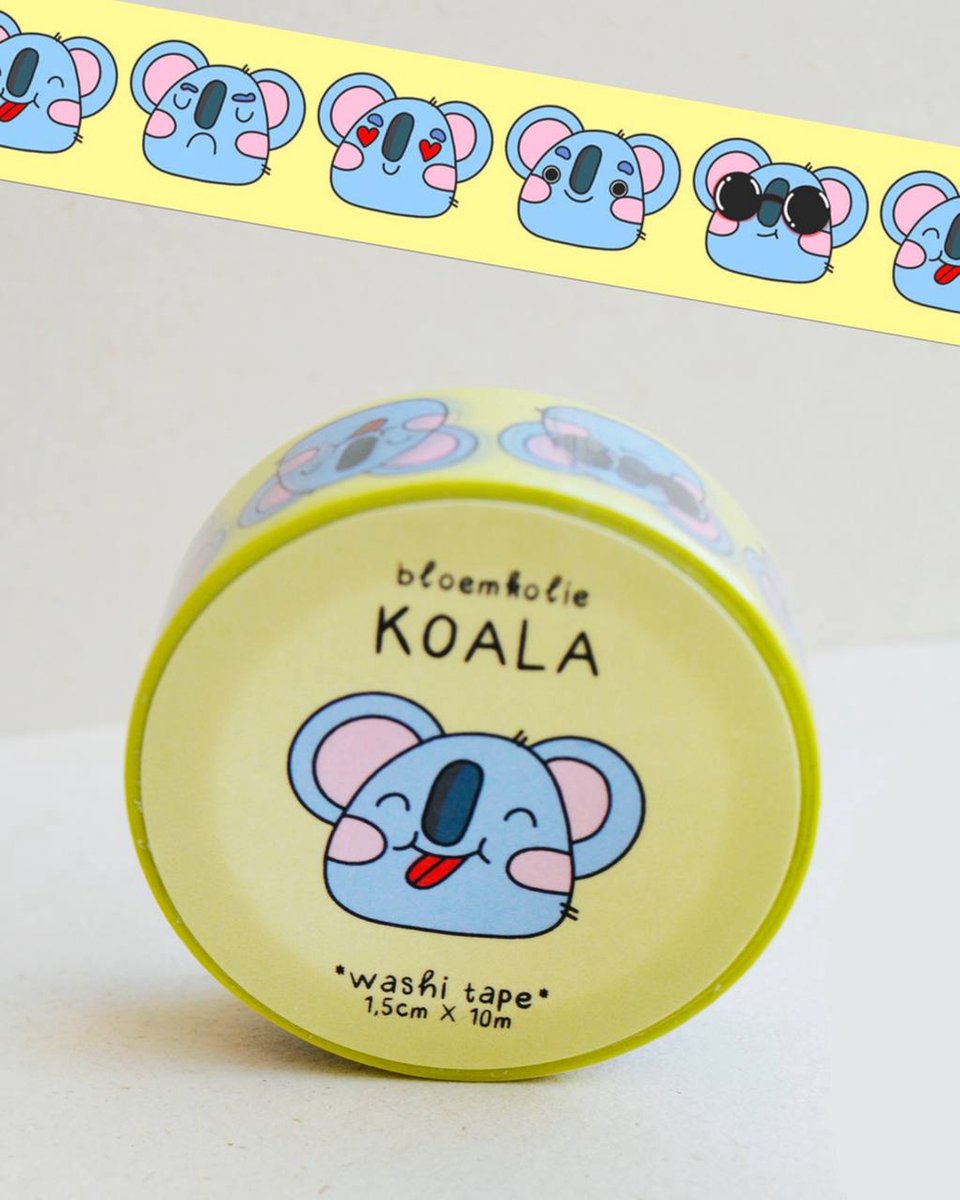 Bloemkolie Koala Washi Tape / Cute Kawaii Stationery / Grappige plakband / Japan