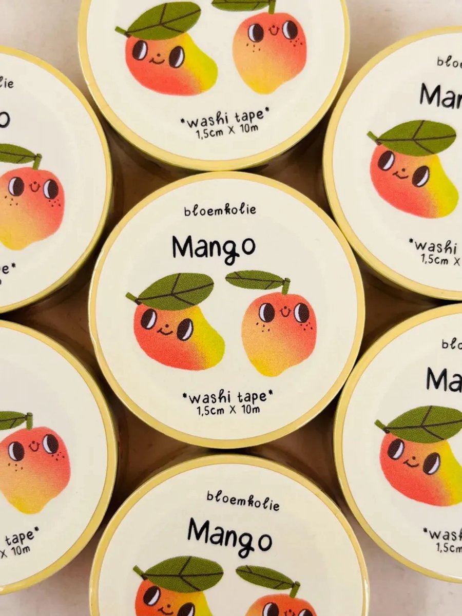   Mango Washi Tape – Tropical Kawaii Mango Friends Washi for Creative Journaling