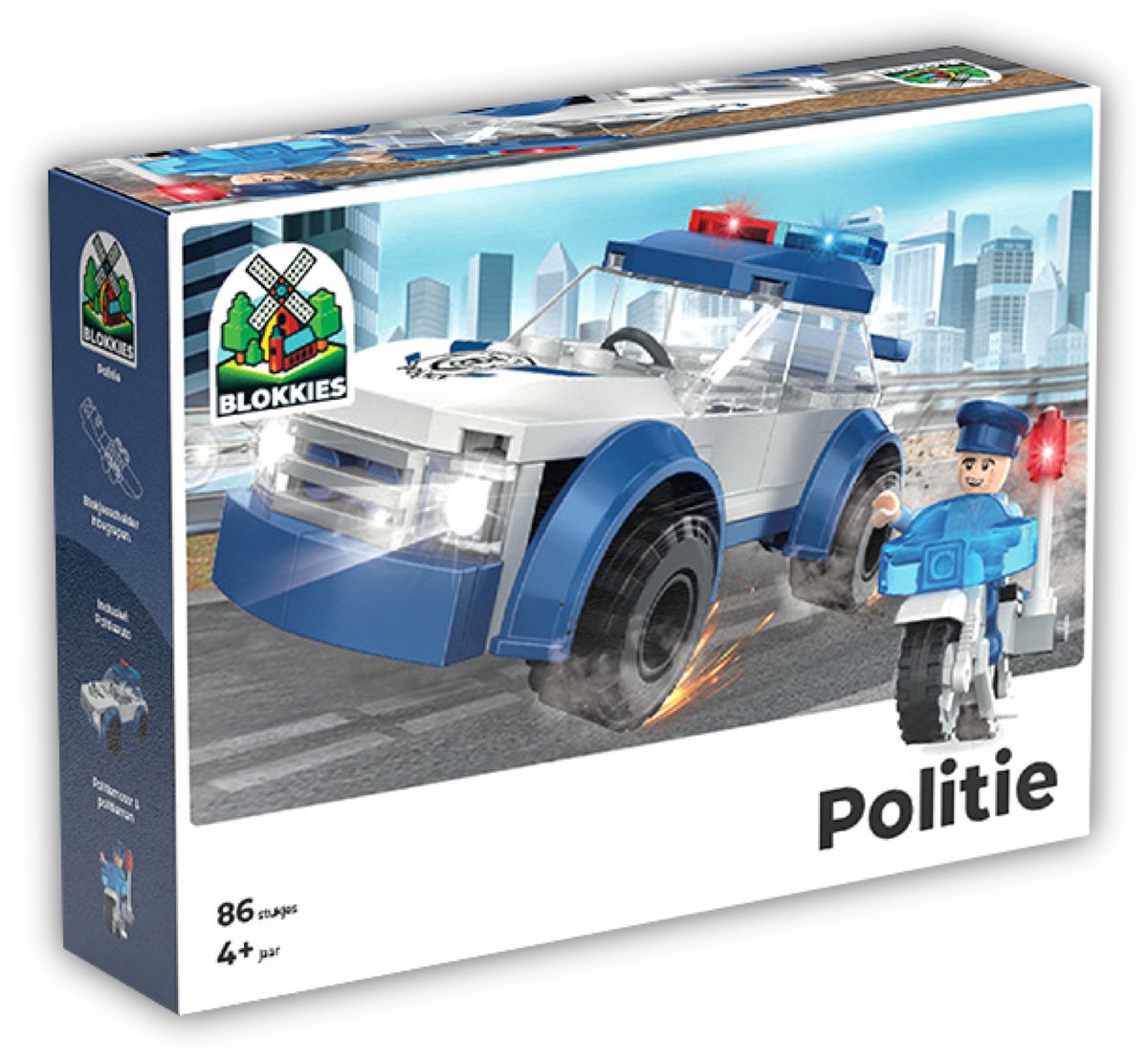 Blokkies Politieauto & Motor Bouwset - Bouwstenen - 86 onderdelen - Constructie Speelgoed - Educatief - 4+ jaar