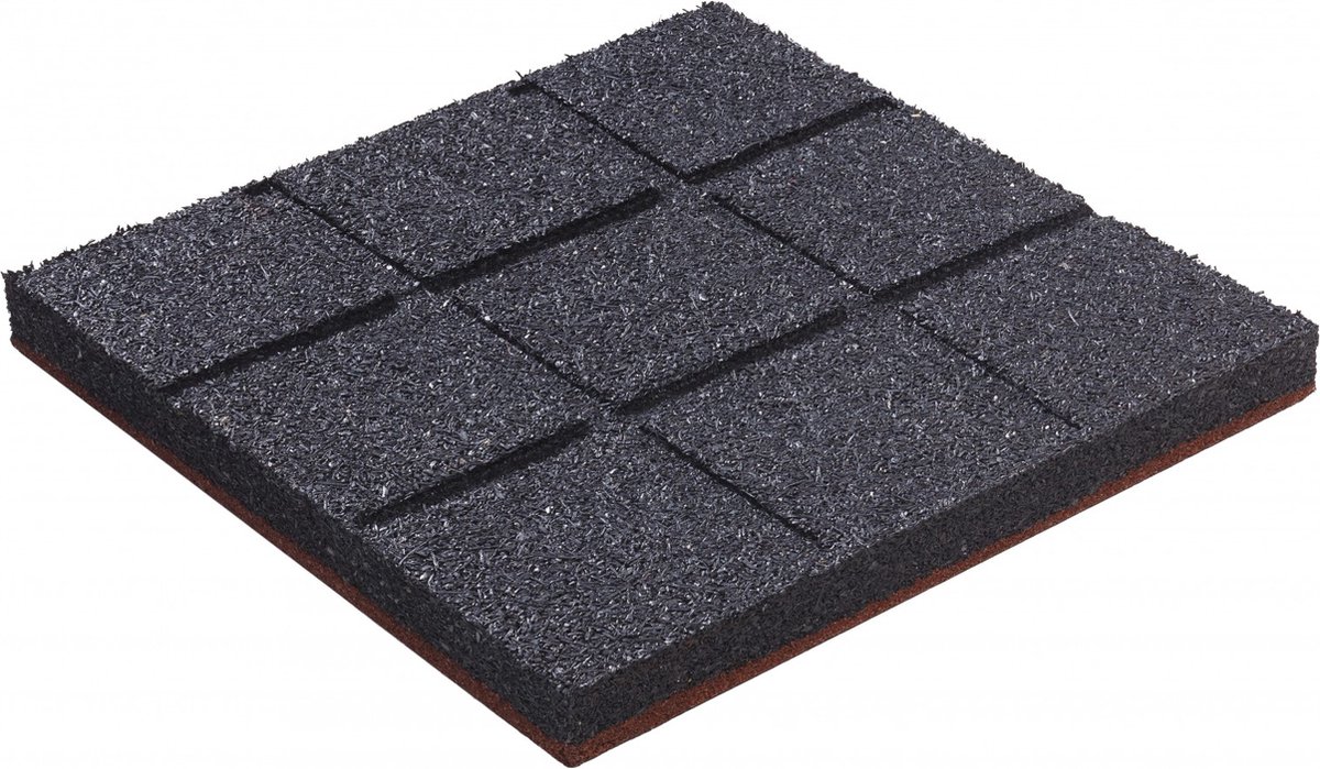 Rubber tegel rood 45mm 50x50cm