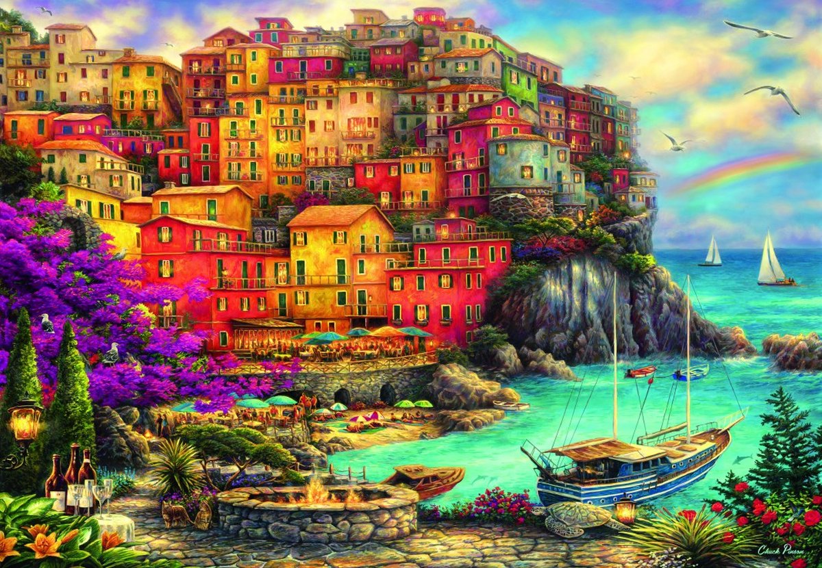 A Beautiful Day at Cinque Terre  Puzzel 1000 stukjes