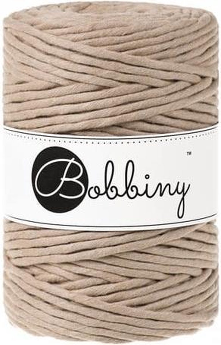 Bobbiny Macramé cord 5mm Sand Creme, Bruin