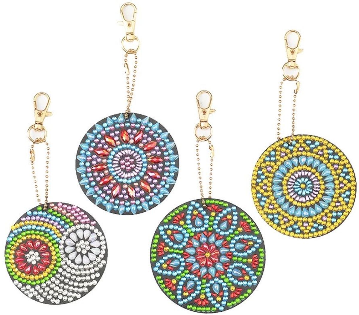 Diamond Painting Sleutelhanger Set Mandala’s 4 stuks