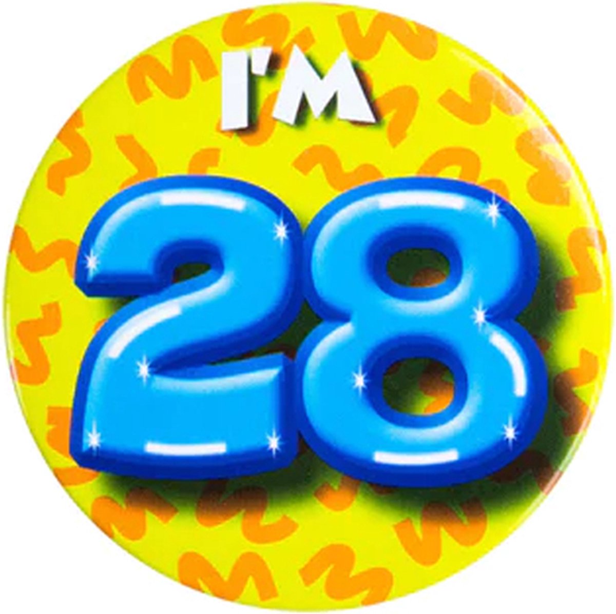 Button 28 Jaar - Button met speld (55mm) - Leeftijd badge - 28 Jaar versiering - Accessoires - Rozet Im 28 - Verjaardag jongen / meisje / man / vrouw - Button 28 Jaar