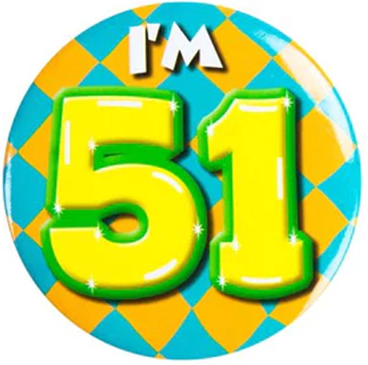 Button 51 Jaar - Button met speld (55mm) - Leeftijd badge - 51 Jaar versiering - Accessoires - Rozet Im 51 - Verjaardag jongen / meisje / man / vrouw - Button 51 Jaar