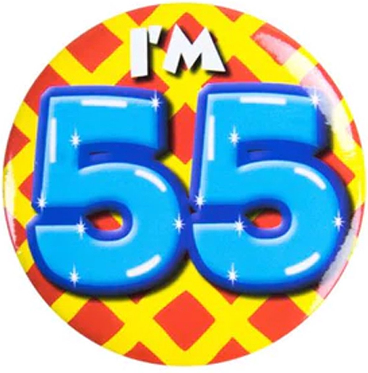 Button 55 Jaar - Button met speld (55mm) - Leeftijd badge - 55 Jaar versiering - Accessoires - Rozet Im 55 - Verjaardag jongen / meisje / man / vrouw - Button 55 Jaar