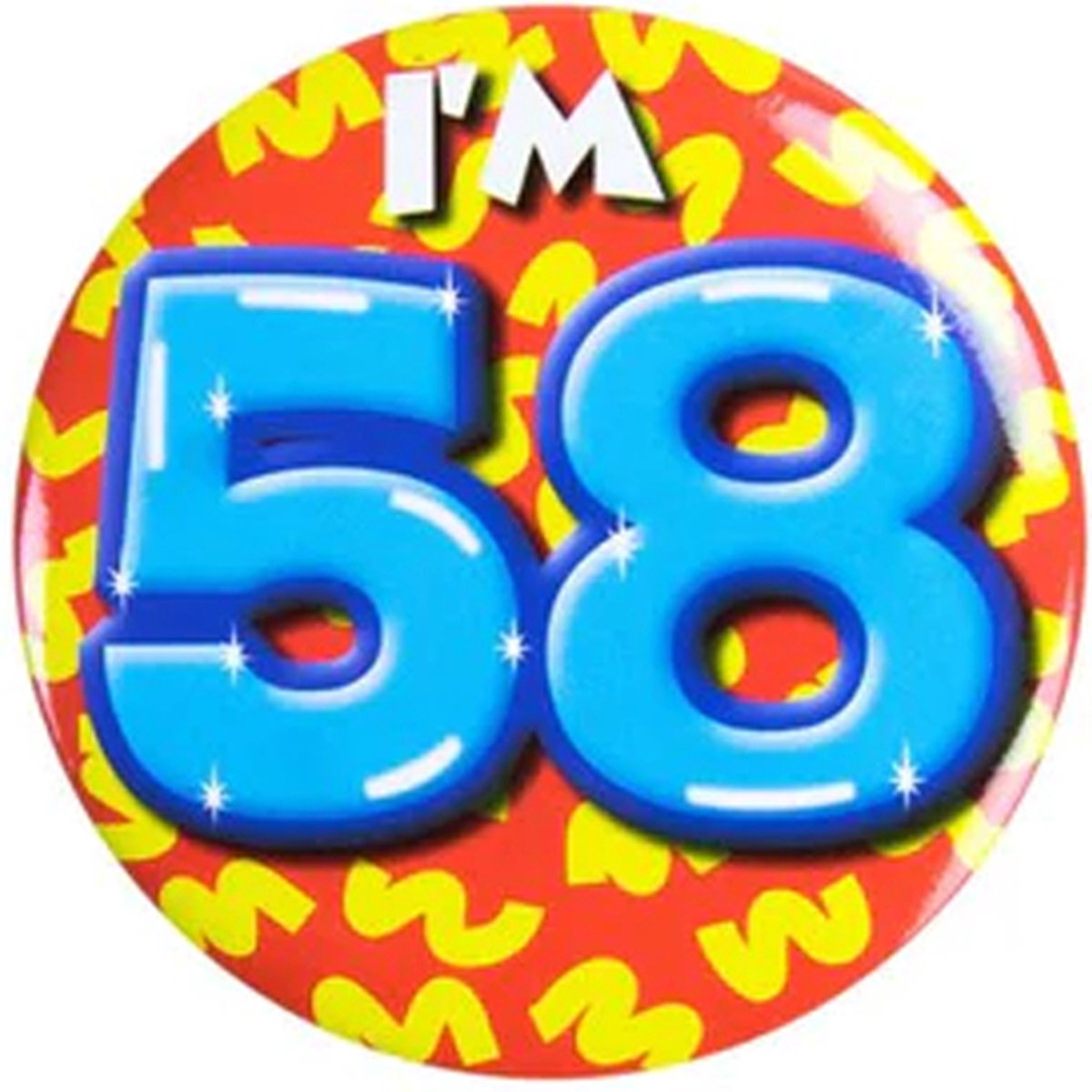 Button 58 Jaar - Button met speld (55mm) - Leeftijd badge - 58 Jaar versiering - Accessoires - Rozet Im 58 - Verjaardag jongen / meisje / man / vrouw - Button 58 Jaar