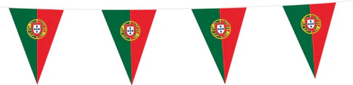 Vlaggenlijn Portugal - 10 Meter Portugal - Portugese vlag decoratie - Portugese versiering vlaggetjes - Per stuk 10 meter vlaggenlijn