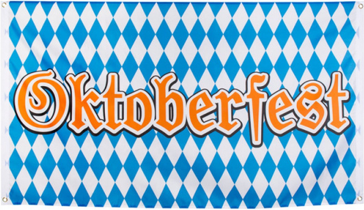 vlag Oktoberfest 90x150 cm polyester blauw/wit