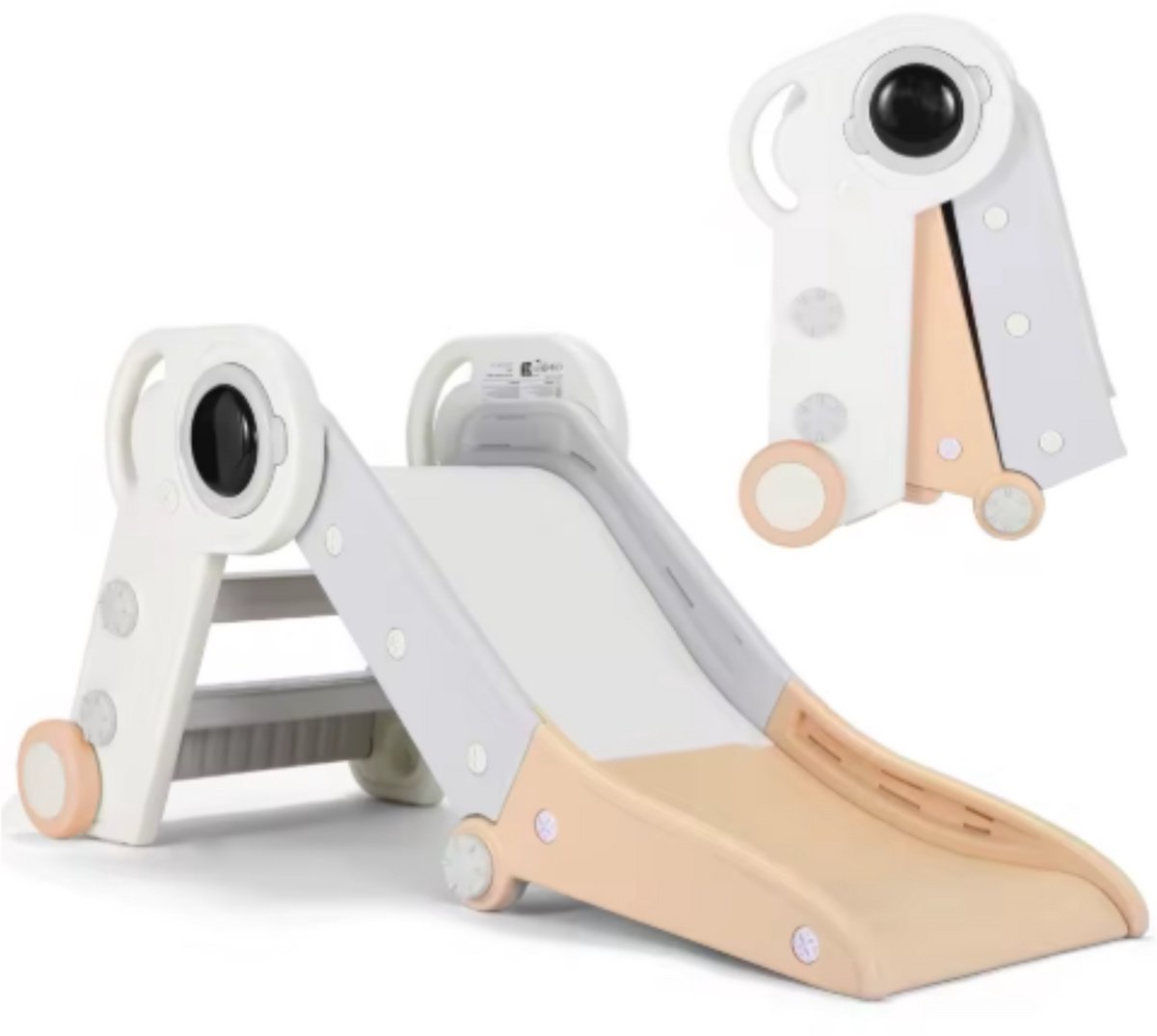   voor Kinderen - Buitenspeelgoed - Indoor & Outdoor Kinderplezierglijbaan - Dubbel Opvouwbaar, Voor Peuters van 1-3 Jaar - Babytuinglijbaan, Perfect Cadeau - Beige & Wit