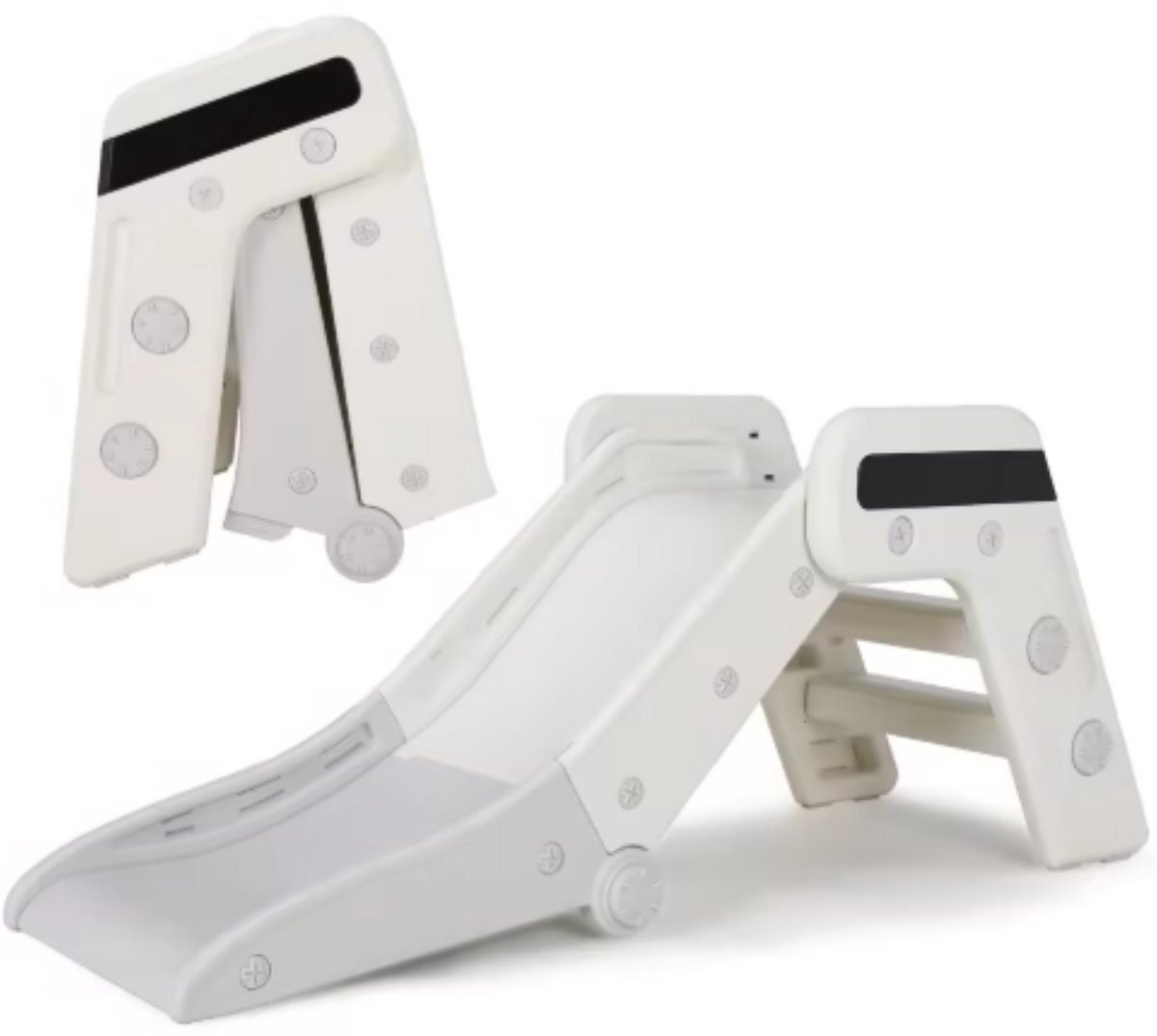   voor Kinderen - Buitenspeelgoed - Indoor & Outdoor Kinderplezierglijbaan - Dubbel Opvouwbaar, Voor Peuters van 1-3 Jaar - Geweldig Cadeau voor de Kleintjes - Wit & Grijs