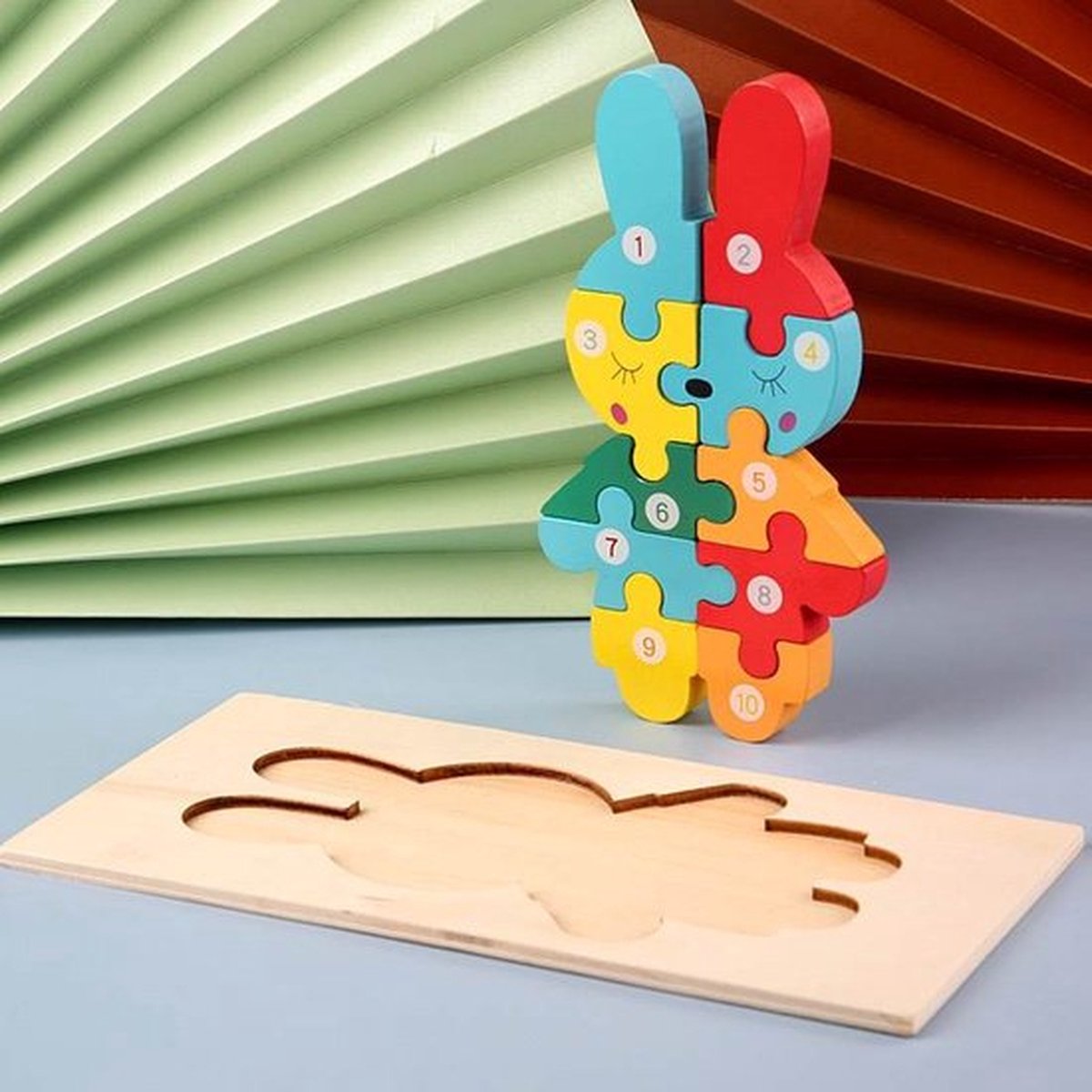 Bon Vibez Houten Kinderpuzzel – Konijn - Nijntje - Dieren Puzzel – 3D Puzzel – Goed voor de Ontwikkeling – Montessori Speelgoed – Kinderspeelgoed