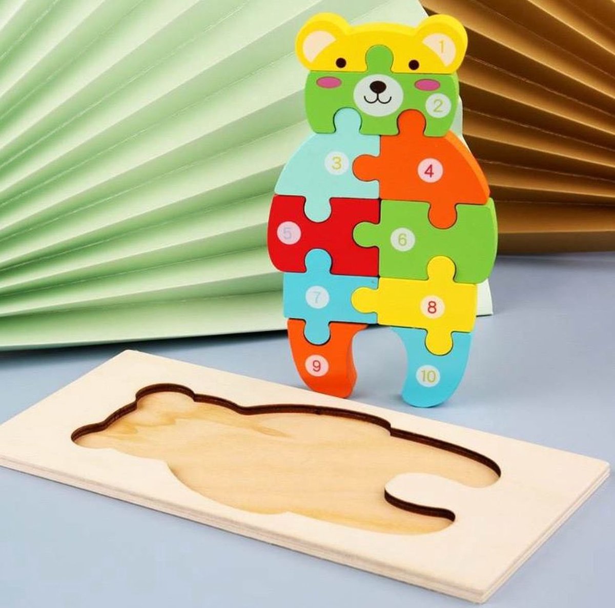 Houten Puzzel voor Kinderen - Thema: Beer - Dieren Puzzel - Montessori Speelgoed - Ruimtelijk Inzicht - Educatief Speelgoed - Puzzel voor Peuters & Kleuters - Montessori Puzzel - Puzzel Hout - 3D Puzzel