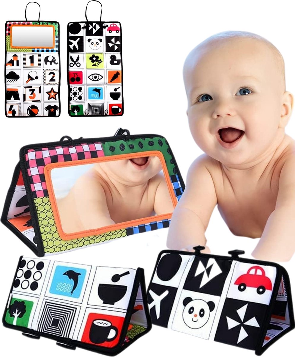  ® Knisperboekje Baby - Speelgoed Tummy Time - Buikligtrainer - Montessori Boekjes eerste jaar 0 1 2 - Boek 6 maanden - Babyboek buggyboekje - Babyspeelgoed - Box Activiteitenboek