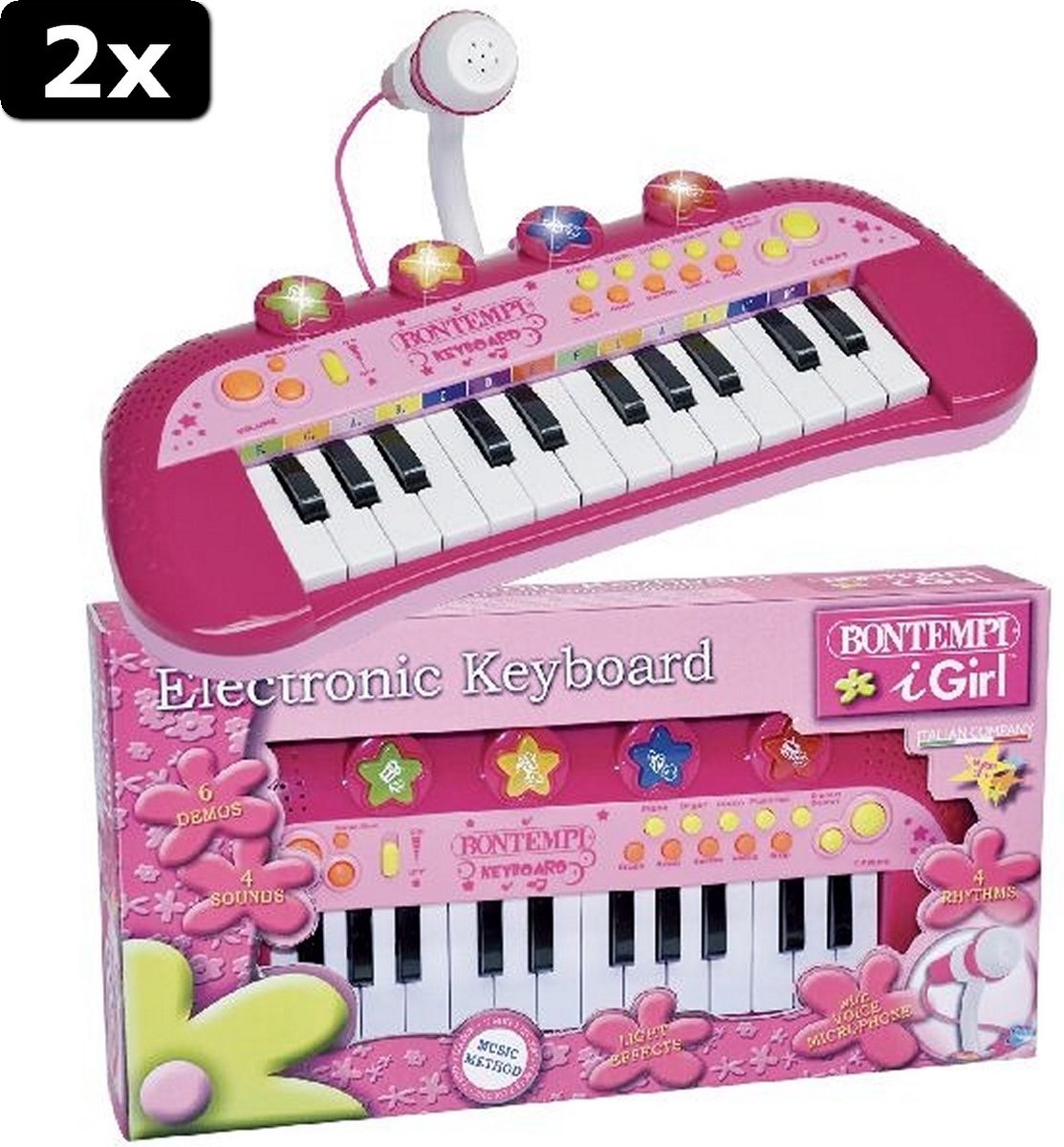 2x Bontempi 24 Keyboard + Microfoon