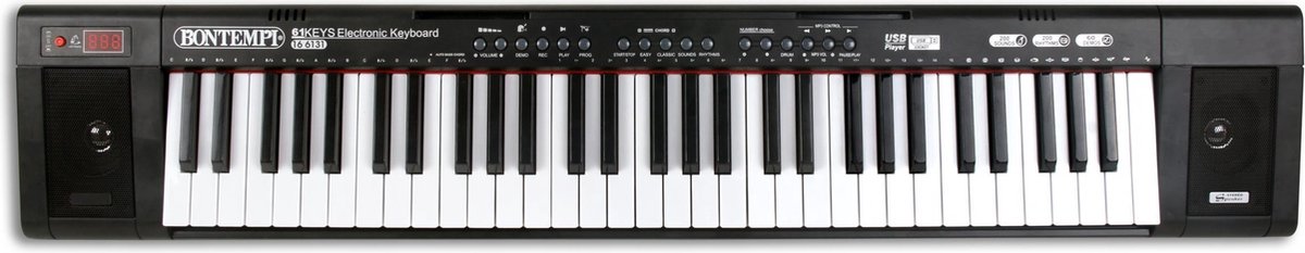 Bontempi 61 Keys Electronic Keyboard Zwart