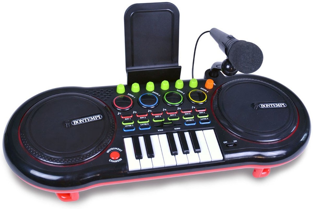 Bontempi Dj-mixer Met Microfoon En Keyboard 53,5 Cm Zwart