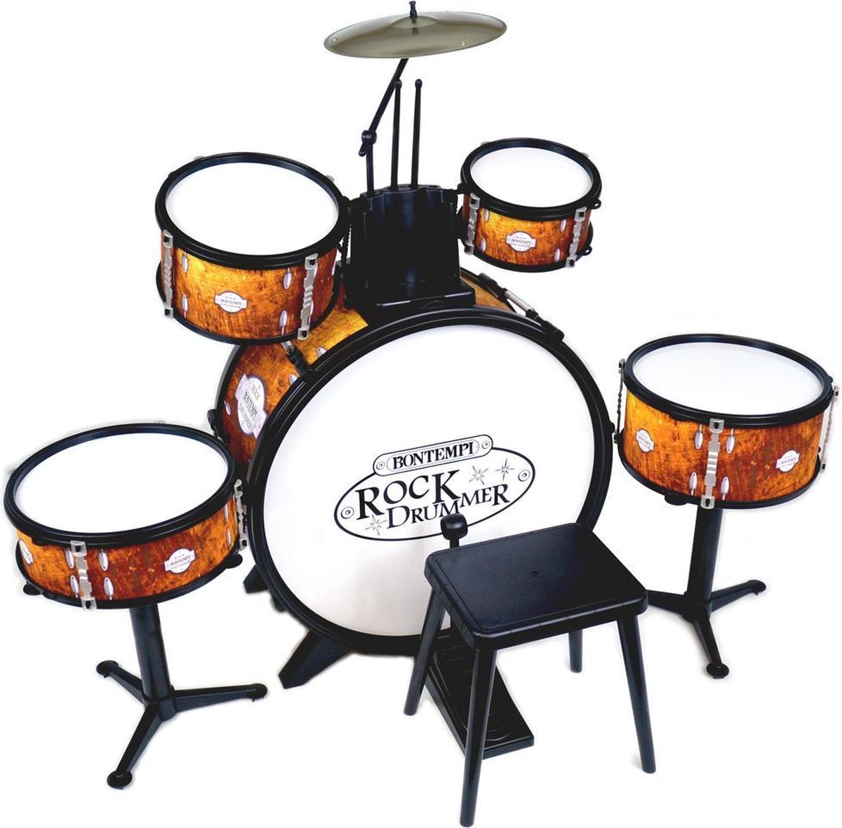 Bontempi Drumset Junior 70 X 40 X 80 Cm Wit/oranje 9-delig