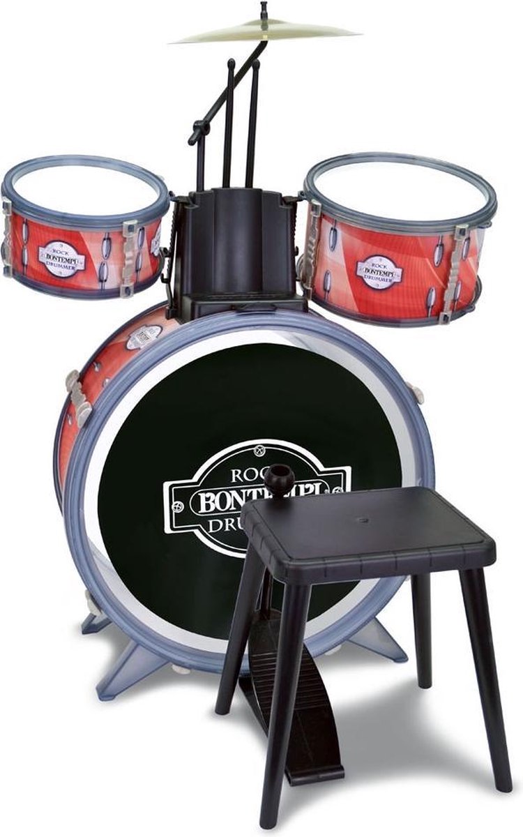 Bontempi Drumstel Junior 68 Cm Rood/zwart 8-delig