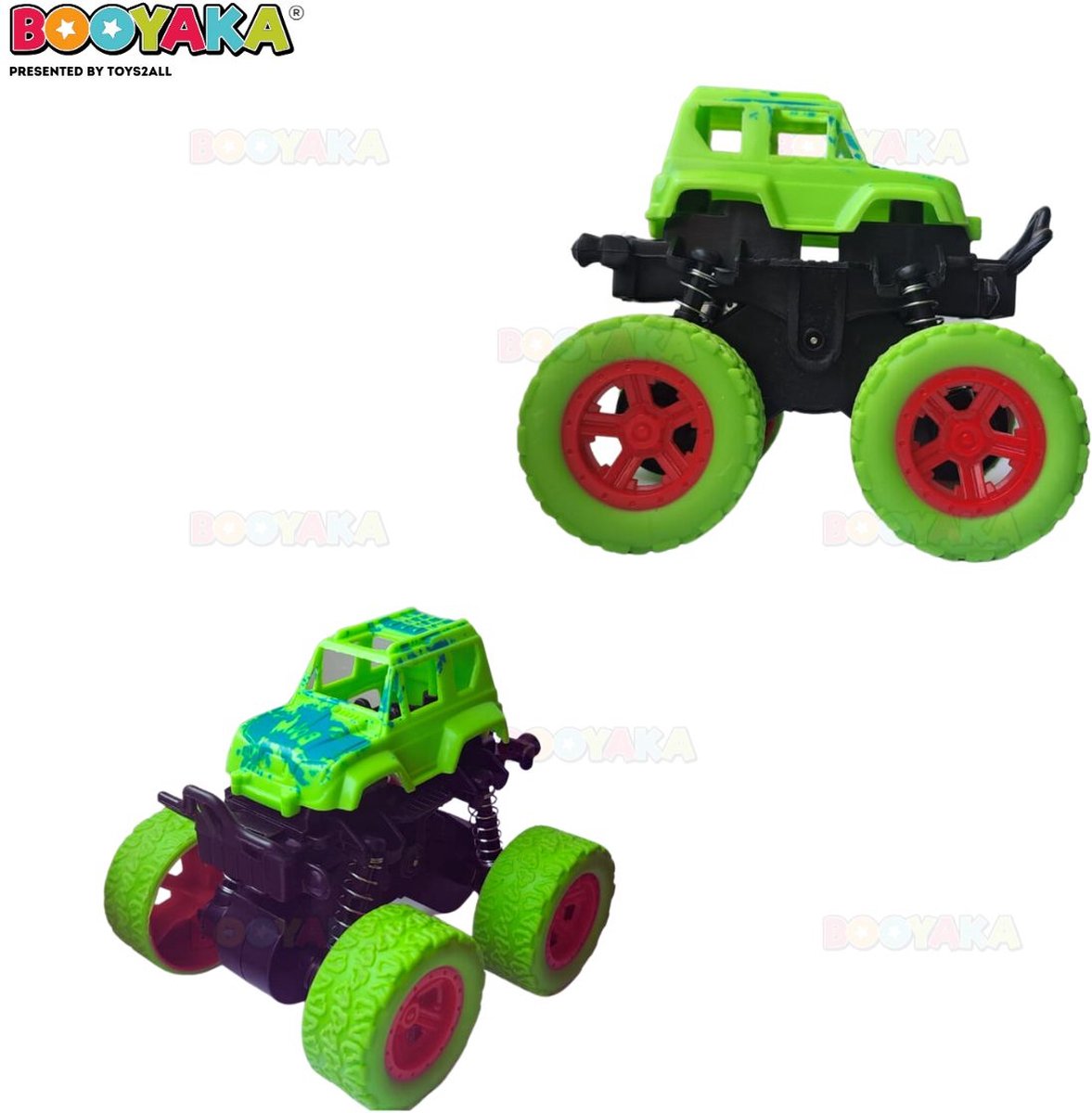 Booyaka® Big wheel stuntauto groen – Monstertruck – Monster truck - Stunt auto’s – Off road – Buiten speelgoed - Speelgoed auto - Auto Speelgoed Jongens – Stoer – Racen - Springende auto – Race auto - 360º Flip