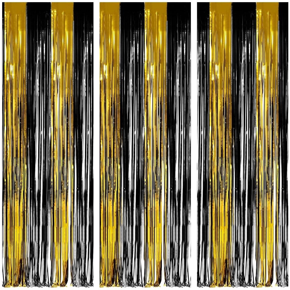  ® Goudzwarte Lametta Glansgordijnen voor Feestelijke Achtergronden en Decoraties