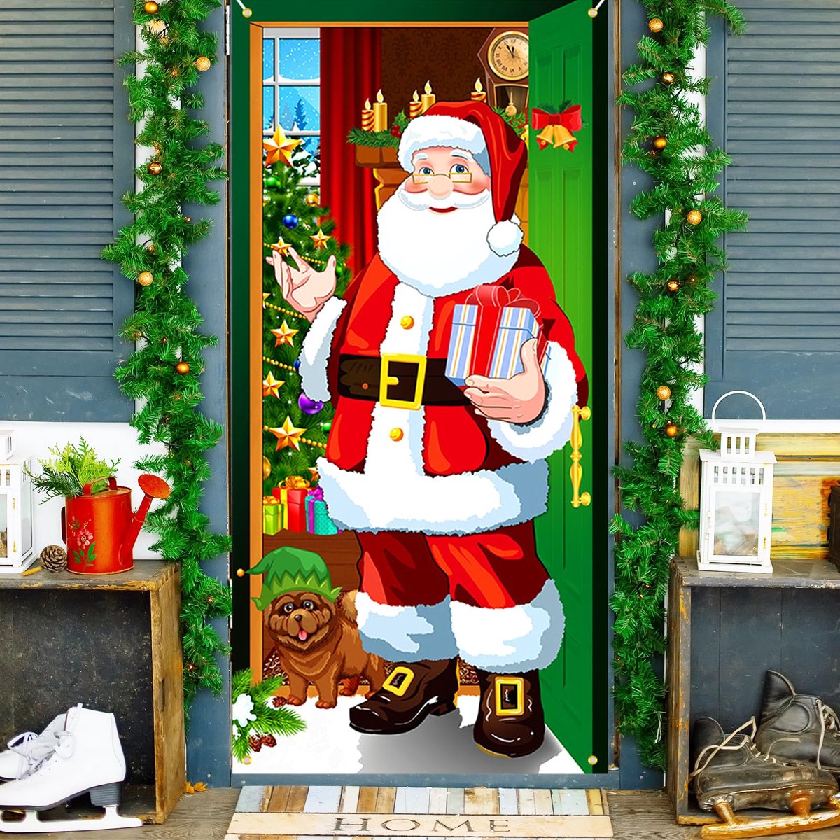  ® Kerstdecoratie Banner met Kerstmanontwerp voor Deur en Muur 185x90 cm kleurrijk