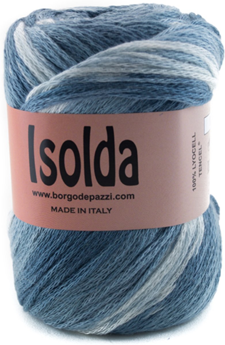 Borgo de Pazzi Isolda ecru-blauwgrijs 01. PAK MET 5 BOLLEN a 100 GRAM.