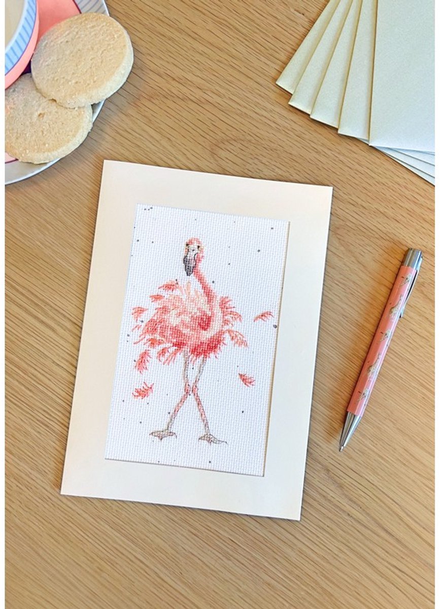 Bothy Threads borduurpakket wenskaart pretty in pink XGC55 telpatroon incl. passe-partout, kaart en envelop