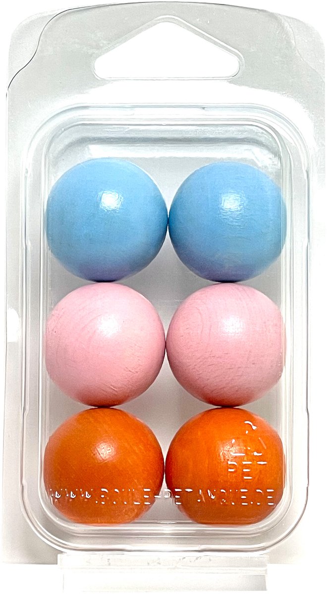   - Jeu de Boules - FM-4 - 6 Buts - kleuren: 2 x lichtblauw - 2 x rosa - 2 x oranje - 30mm
