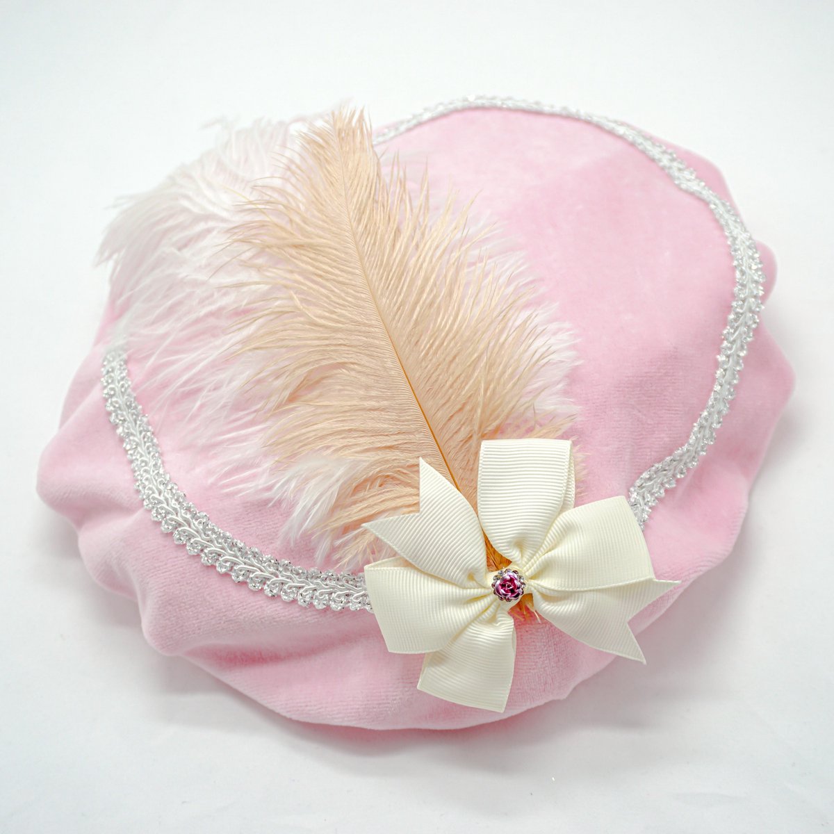 Luxe Pietenmuts – Pieten muts - Pieten baret - Sinterklaas –  Sinterklaas accessoire – Luxe - Fluweel – Roze – Zilver - Bows and Flowers