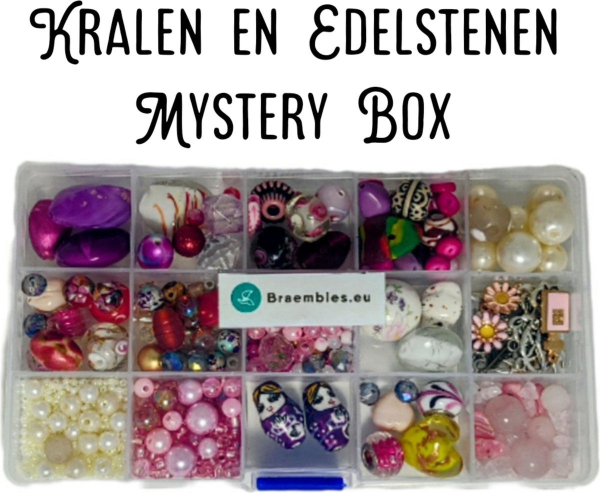 Kralen - en - Edelstenen - Mystery box - met - Rozenkwarts - een Hele Liefdevolle Edelsteen - met - Venetiaanse Kralen - Tsjechische Kralen - Bedels - Parels - en Nog Veel Meer! - Kralendoos - Sieraden -