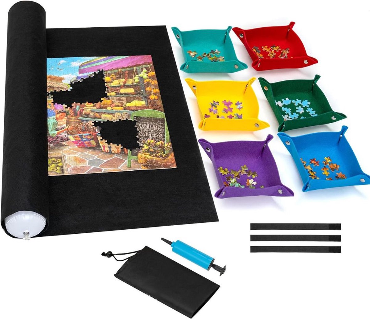 Puzzelkoffer voor 2000stukjes - Puzzelmap -   - Puzzelbord - 130x85cm - Zwart