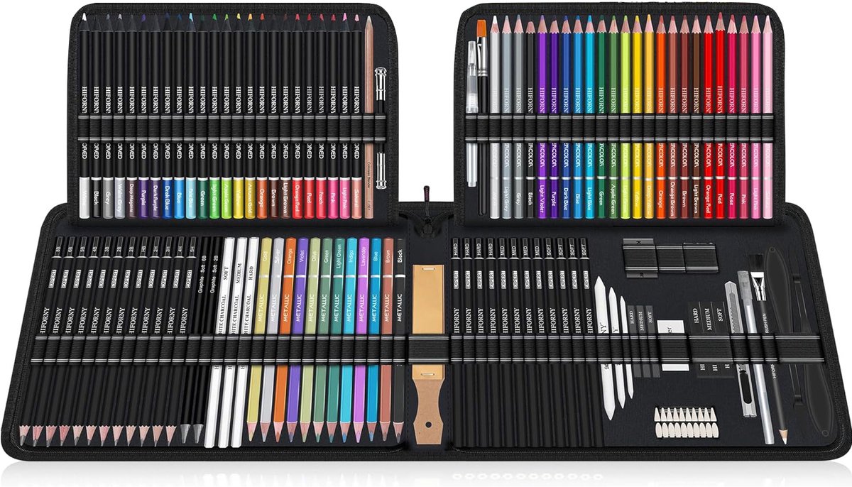 Tekenkoffer Kinderen - Tekendoos - Kleurpotloden - Stiften